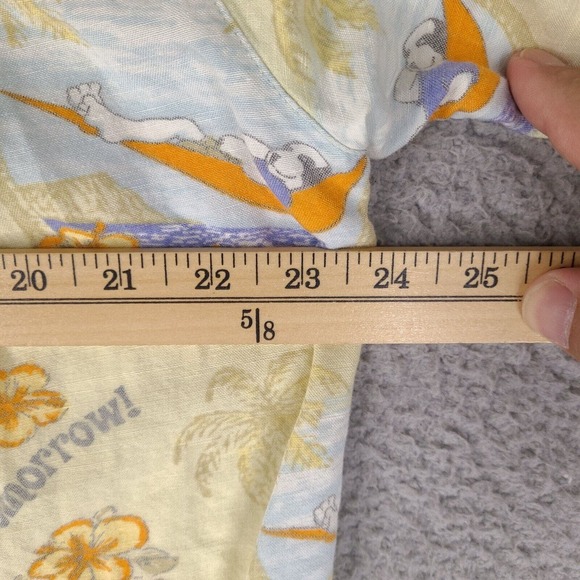 Big Dogs Hawaiian Shirt Men's Medium Yellow Linen Blend Button Down Get Er Done - Picture 10 of 12